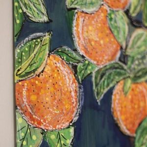 large original acrylic art orange fruit painting